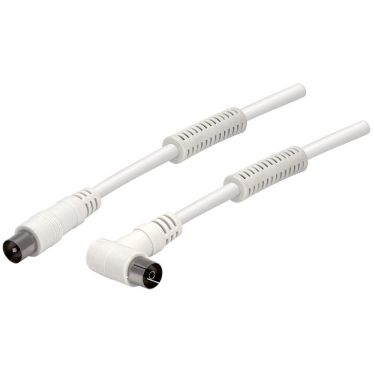 Cable de antena TV NIMO WIR1224 - IEC macho acodado/hembra, 2,5 m, ferritas