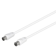 Cable de antena coaxial / conexión TV color blanco 1,5mts con conectores IEC rectos.