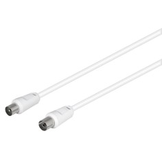 Cable de antena coaxial / conexión TV color blanco 2,5mts con conectores IEC rectos.