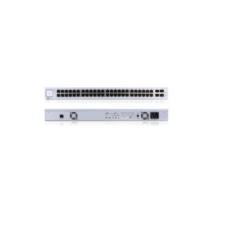 UnifiSwitch gestionable con 48 puertos Gigabit - 2 Puertos SFP Gigabit, RJ45 para consola. Montaje en Rack