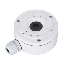 Caja conex. Hikvision. 100mm diametro base, 127mm diámetro total.