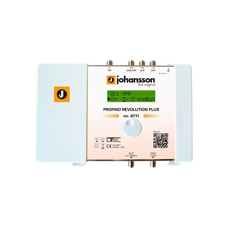 Central programable Johansson 6711 Profino Revolution Plus - 15 filtros, 126 dBµV, LTE 5G, AGC