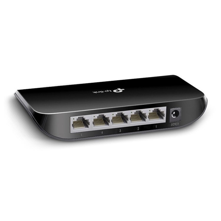Switch x5 puertos GIGABIT con carcasa de plástico, Sobremesa y pared