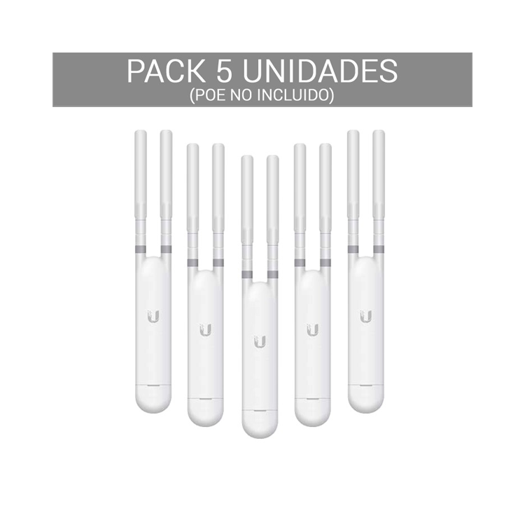Punto de acceso exterior Ubiquiti UAP-AC-M-5 - Pack 5, WiFi 5, Mesh, 2x2 MU-MIMO, PoE, IPX4