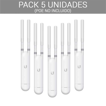 Punto de acceso exterior Ubiquiti UAP-AC-M-5 - Pack 5, WiFi 5, Mesh, 2x2 MU-MIMO, PoE, IPX4