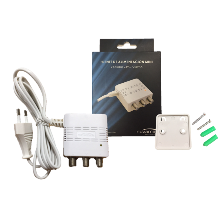 Fuente de alimentación 24V / 200ma. 2 salidas. Mini