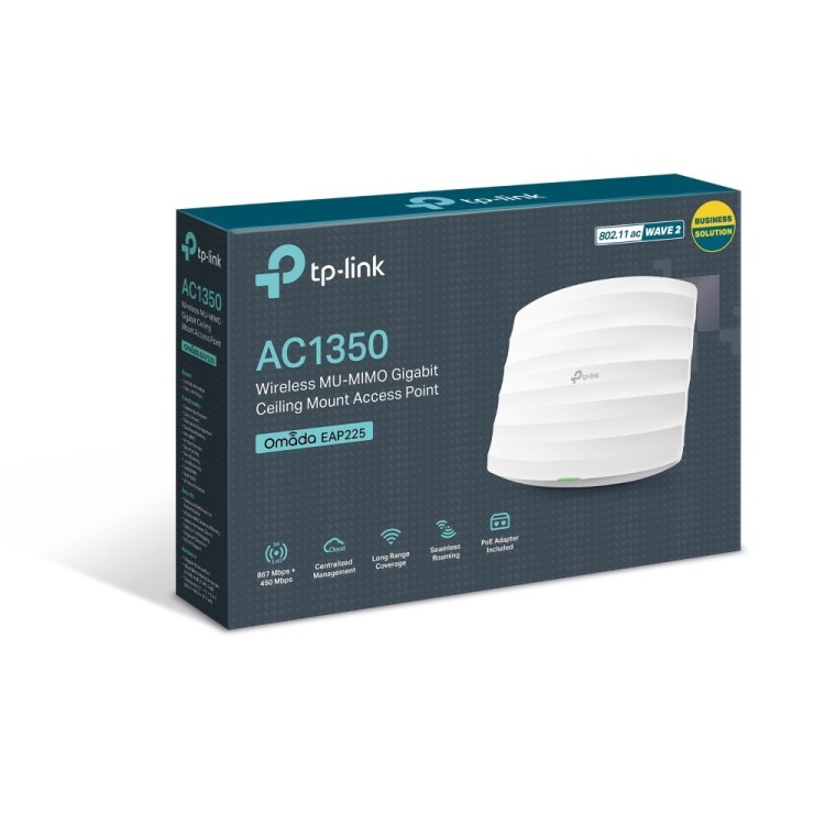 Punto de acceso WiFi 5 AC1350 Omada TP-Link EAP225 - PoE+, Gigabit, 20/27 dBm