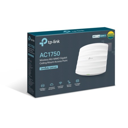 Punto de acceso AC 2.4/5Ghz para techo o pared, 23dBm (200mW), x1 antena de 4dBi, x2 puerto Gb, 1750mbps