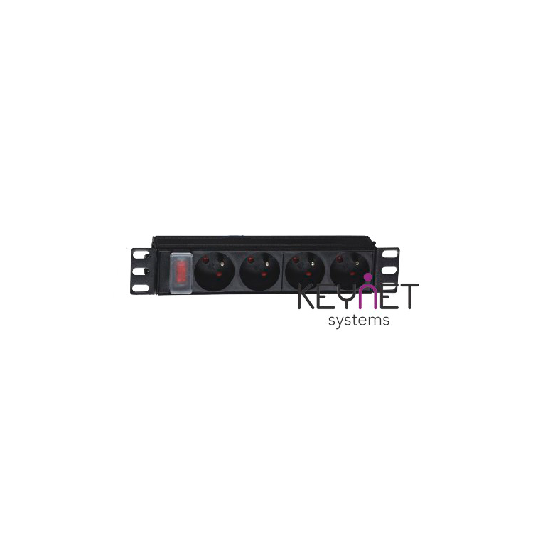Regleta para Racks de 10", 4 tomas Schuko y con interruptor