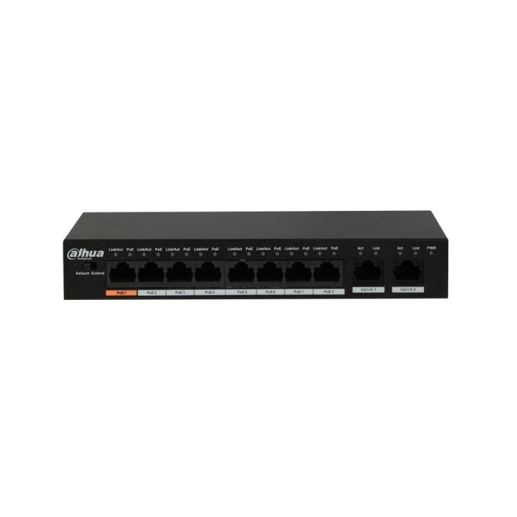 Switch de 8 puertos 10/100 POE/POE+, 802.3af/at,  96W, + 2 Gb Uplink, para sobremesa, carcasa metal