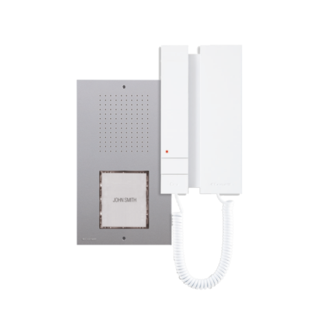 Kit de audio unifamiliar 2 hilos Simplebus2. Nueva placa Ciao + 1 telefonillo Serie Mini, incluidos.