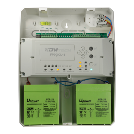 Central de incendios convencional, 4 zonas, 2 salidas alarma y fallo, 2 salidas de relé