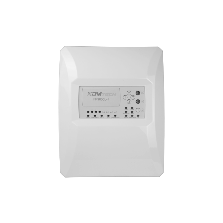 Central de incendios convencional, 4 zonas, 2 salidas alarma y fallo, 2 salidas de relé