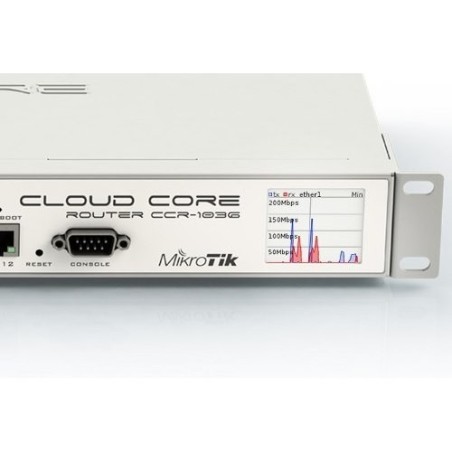 Cloud Core de 16 núcleos, 1.2Ghz, 2GB RAM, x12 Gb, x1 USB, RouterOS. Level 6. Rack
