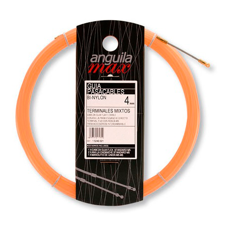 Guía pasa cables 12 metros y 4mm. Nylon. Color salmón
