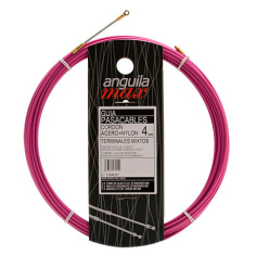 Guía pasa cables 12 metros y 4mm. Acero + nylon. Terminales Mixtos. Color violeta