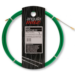 Guía pasa cables 22 metros y 3mm. Fibra de Vidrio + Nylon (reforzada). Color verde