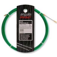 Guía pasa cables 12 metros y 3mm. Fibra de Vidrio + Nylon (reforzada). Terminales Mixtos. Color verde