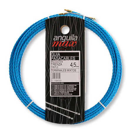 Guía pasa cables 22 metros y 4,5mm. Poliéster triple trenzado. Color azul