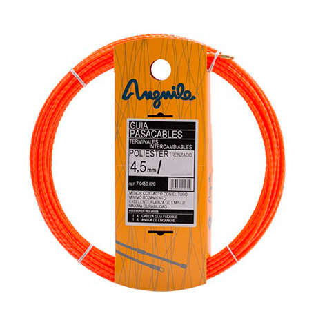 Guía pasa cables 22 metros y 4,5mm. Poliéster trenzado monofilamento. Color naranja