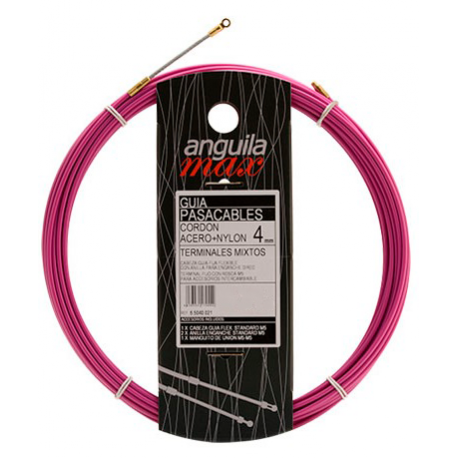 Guía pasa cables 22 metros y 4mm. Acero + nylon. Color violeta