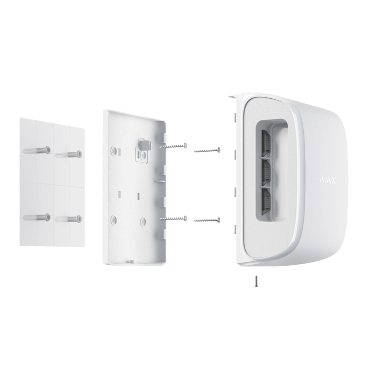 Detector doble cortina exterior Ajax AJ-DUALCURTAINOUTDOOR-W - 15 m, IP54, blanco