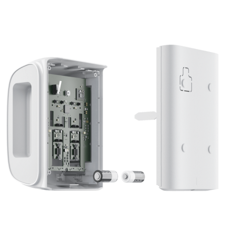 Detector de movimiento PIR tipo Cortina Dual hasta 15mts, inalámbrico, anti-mascotas. Grado 2. Exterior. Blanco