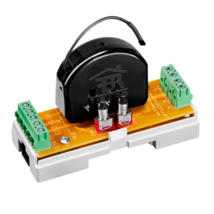 Adaptador carril DIN con botón para FIBARO Double Switch 2 FGS-223