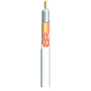 Cable coaxial cobre de 6.8mm. Malla y lámina de cobre, LSZH, 17dBi a 862 MHz y 28dB a 2150 MHz (interior),100 mts. Blanco