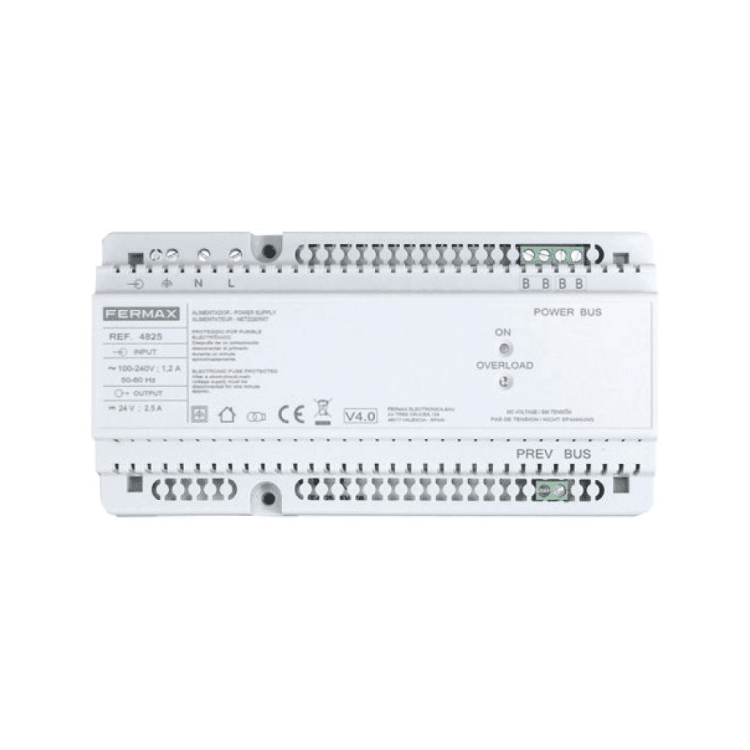 Fuente alimentación Fermax 4825 - 24 VDC 2.5 A, filtro integrado, carril DIN, DIN10