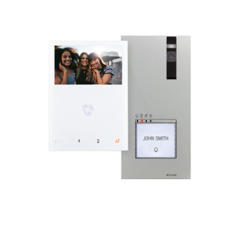 Video portero color, tecnología 2 hilos. Placa Quadra, Monitor serie Mini handsfree. Unifamiliar