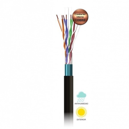 Cable CAT 6 FTP, Cobre, CPR-FCA, PE de exterior (polietileno), negro.
