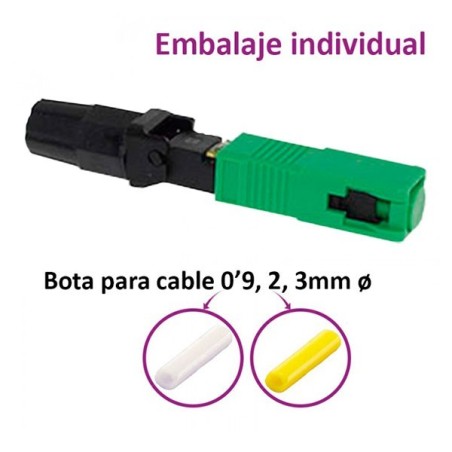 Conector SC/APC SM  para cables de  3mm, 3x2, 2mm y 0,9mm, IL0,3dB ,verde.