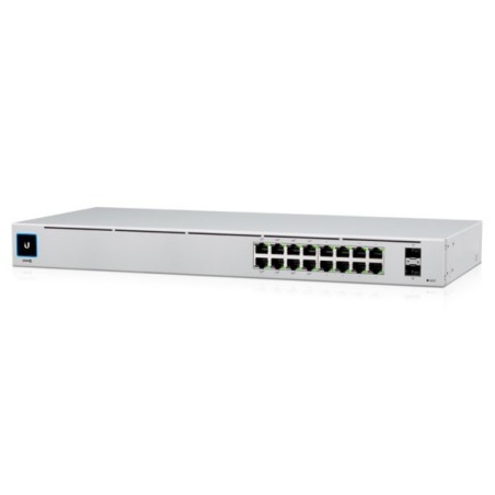 UniFi Switch 16 puertos GIGABIT (x8 POE+), 42W, 48V 802.3af/at y 2 puertos SFP fibra. RACK