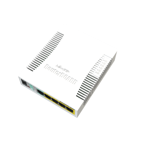 Switch gestionable, x5 Gb POE hasta 50W, x1 SFP, SwOS. Sobremesa