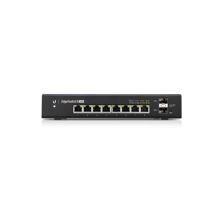 Switch gestionable de 8 puertos Gb, POE 150W + x2 SFP. Montaje Sobremesa