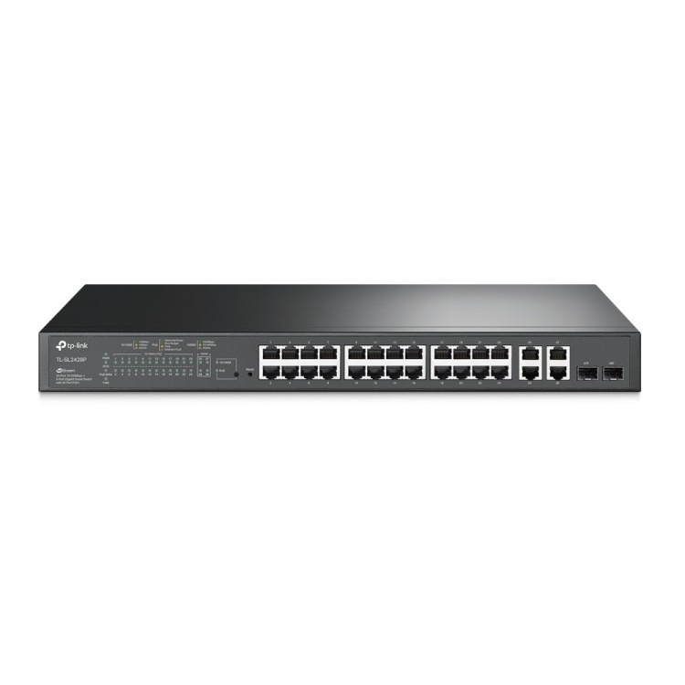 Switch gestionable TP-Link SL2428P - 24 puertos 10/100 PoE+, 4 puertos Gb, 250W, L2+
