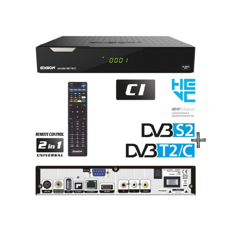 REACONDICIONADO Receptor SAT (S2)+ TDT (T2)+ Cable, FULL HD, H.265, 1 Lector tarjetas, Wif USB integrado