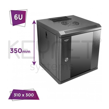 Rack de pared, 10" 6U, F300 / AN312 / AL350mm, carga 25kg. Accesorios incluidos. Montado