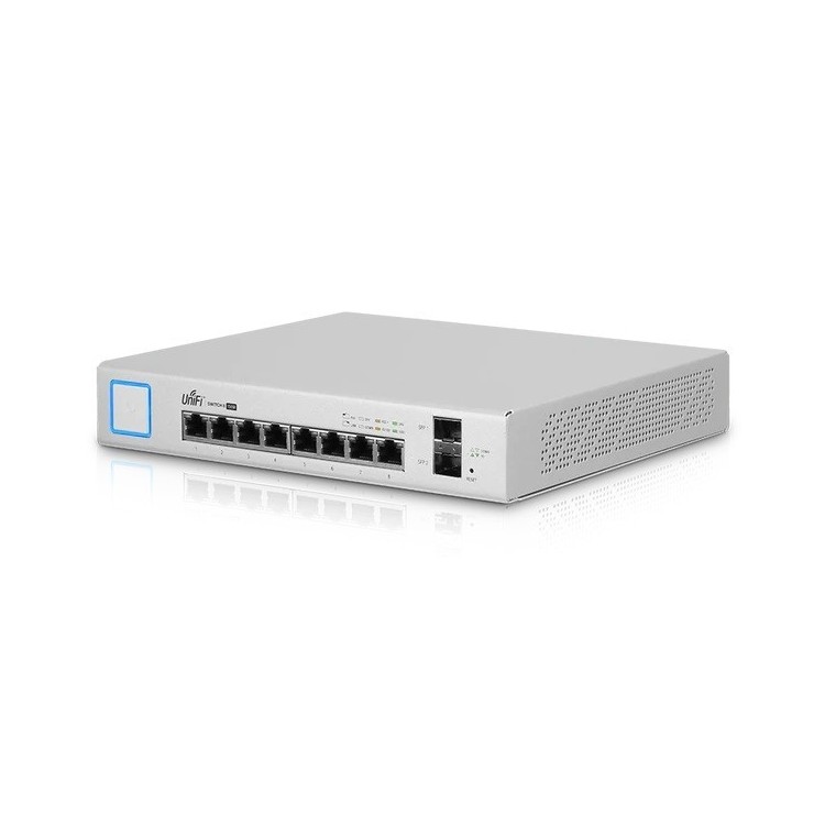 Switch gestionable de x8 puertos Gb POE 150W y x2 SFP. Para sobremesa