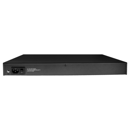 Switch de 24 puertos 10/100 POE 300W + 2x UPLINK Gigabit + 2x UPLINK 10/100/1000 Combo, para sobremesa.