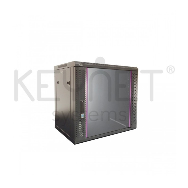 Armario rack mural 19" Keynet FR9-C0966-U - 9U, 600x600x500mm, puerta cristal, desmontado