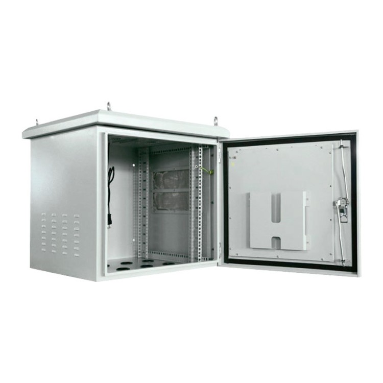 Rack de pared 19" de exterior 9U, F450 / AL475 / AN600mm, carga 100Kg, vacío. Montado, IP65