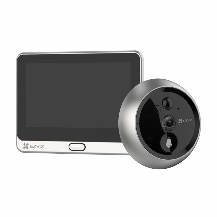 Mirilla inteligente inalámbrica EZVIZ CS-DP2-A0-6E2WPFBS   1080p 2 MP, pantalla táctil 4.3″, ángulo 166°, batería recargable, d
