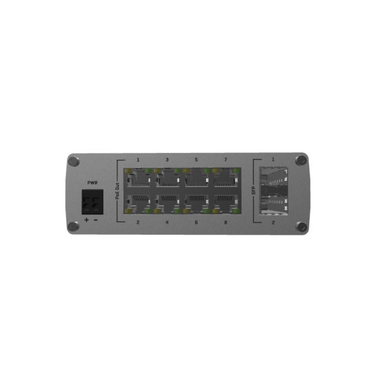 Switch de 8 puertos 10/100/1000 POE 240W +  x2 SFP, Industrial. Alimentación DC 7 V - 57 V