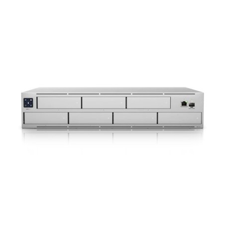 Grabador Ubiquiti NVR, x7 Slots para HDD de 2,5"/ 3,5", pantalla tactil de 1,3",x1 Gb, x1SFP, Bluetooth, APP Unifi Protect