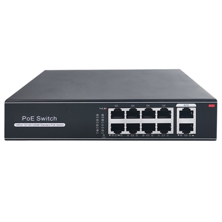 Switch de 8 puertos Gigabit POE 120W, x2 UPLINK Gigabit