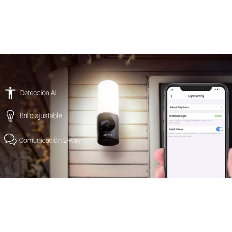 Cámara exterior Wi-Fi EZVIZ CS-LC3-A0-8B4WDL   4 MP 2K (2560×1440), lente 2 mm, iluminación LED 700 lm ajustable, visión noctur
