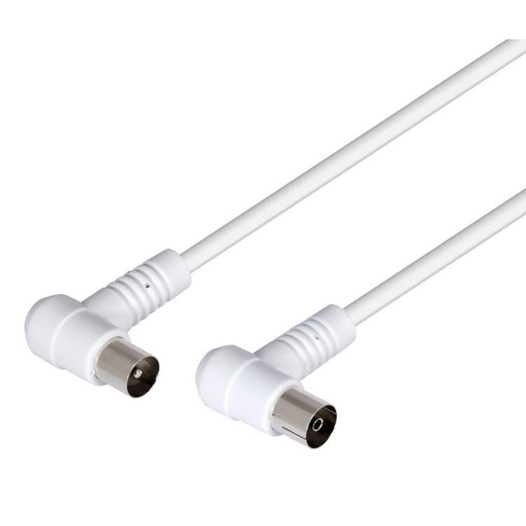 Cable de antena TV NIMO WIR1332 - IEC macho acodado/hembra acodada, 1,5 m, blanco