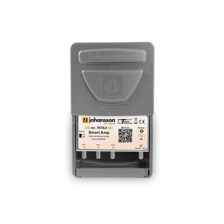 Smart AMP amplificador de señales débiles, manteniendo las fuertes. 3 entradas VHF BIII + UHF. 5G (gt Ch48) VHF-BIII+